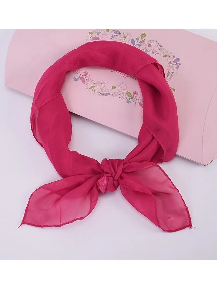 Mouchoir monochrome dĂ©contractĂ© pour femmes, 65x65CM, lĂ©ger et doux, en mousseline de soie, cadeau de fĂȘte