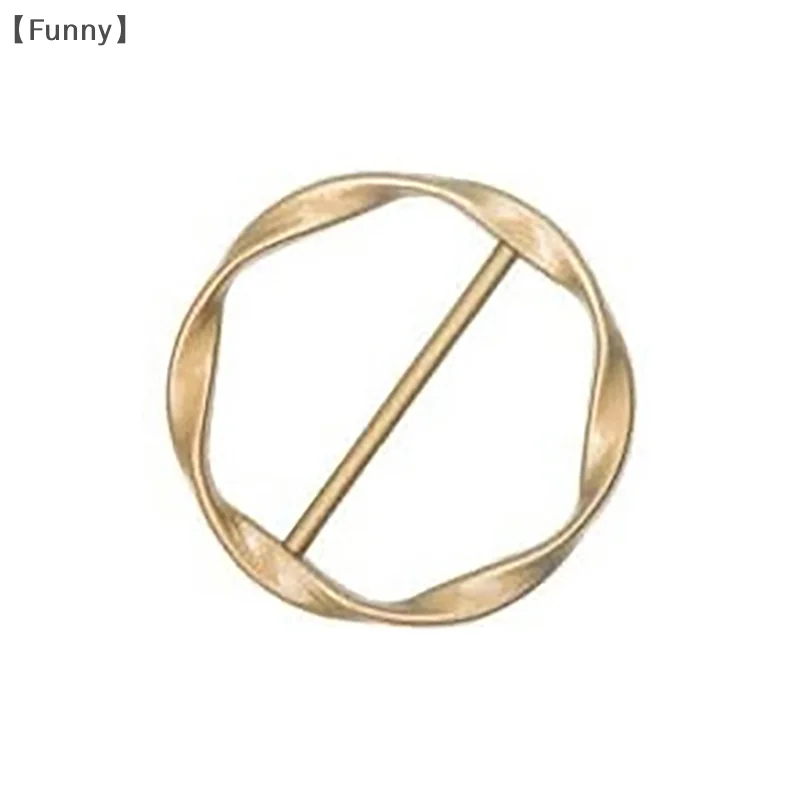 〔Lucu〕5/6 Buah Gesper Syal Sutra Berpilin Tiga Kecepatan Bulat Logam Campuran Seng Gaya Eropa dan Amerika