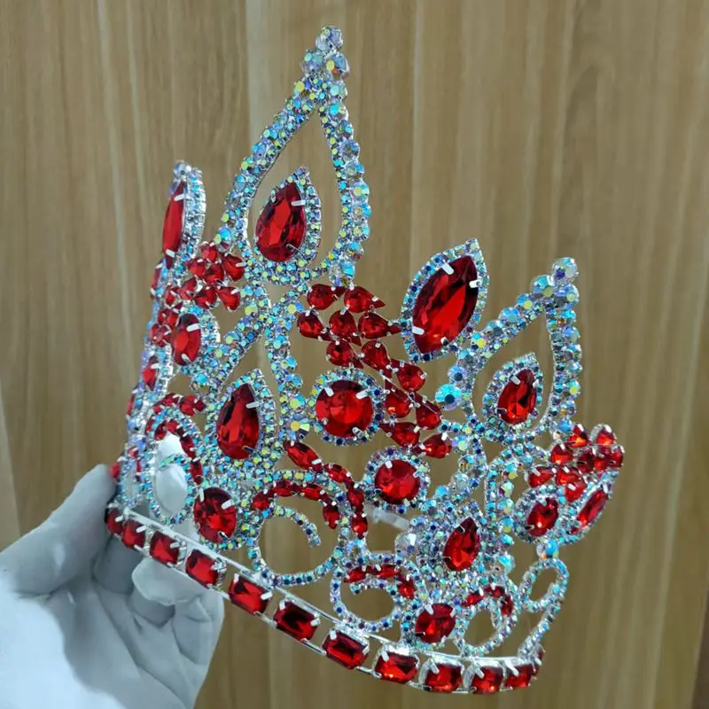 Tiaras y coronas de reina de cristal para mujer, corona de desfile de belleza, corona de cabeza