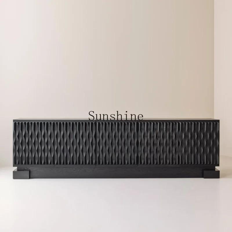 

Italian light luxury style dining side cabinet modern minimalist black, model room decoration, medieval style, customized