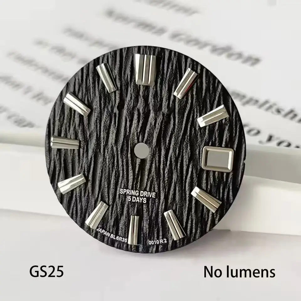 

28.5MM Wave Vertical Pattern Single Calendar Large Square Nail Green Luminous Watch Accessories Compatible with NH35 Movement