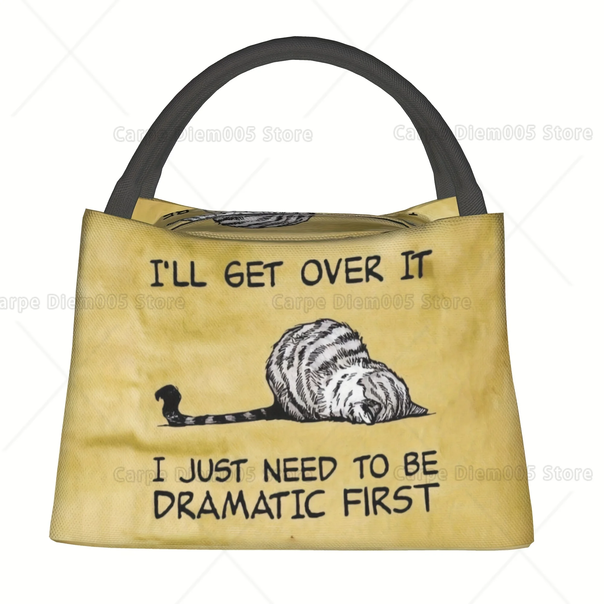

Cute Kitten Design Insulated Lunch Bag - Reusable Thermal Cooler Tote with Motivational Quote, Portable Bag Back To School