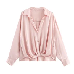 Women's Shirts 2024 New Fashion Silk Satin Texture Women's Tops Elegant chic women's shirts