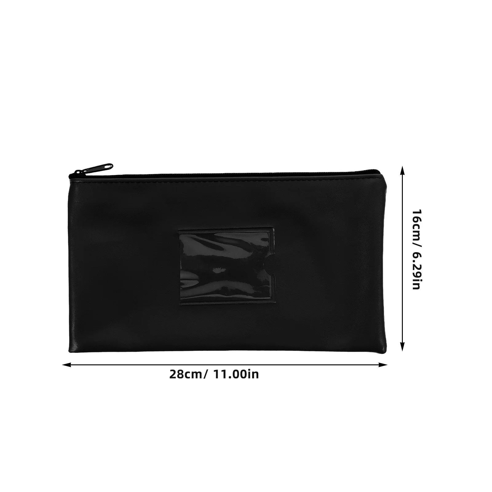 2Pcs Money Bank Deposit Bag Faux Zipper Cash Coin Pouch with Transparent Card Slot Organizer