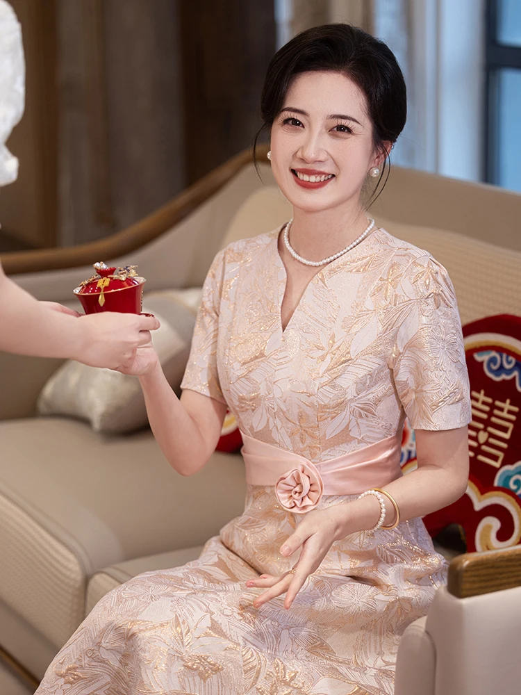 

Элегантное вечернее платье для молодой невесты/молодой жены, высококлассное, модное, роскошное, в корейском стиле, с вышивкой