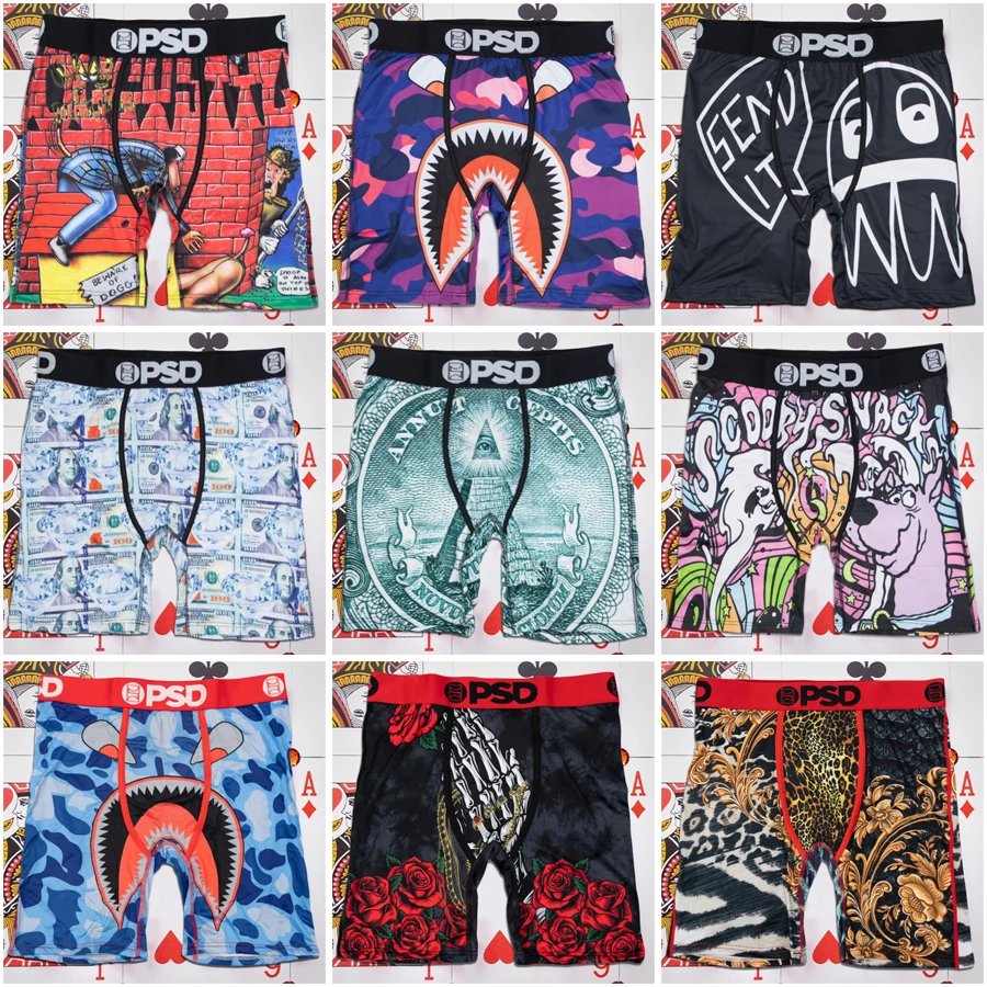 Sexy Men Underwear Men Boxershorts Fashion Print Men's Long Boxer Briefs Breathable Mens Underpants Plus Size Man Boxer Panties