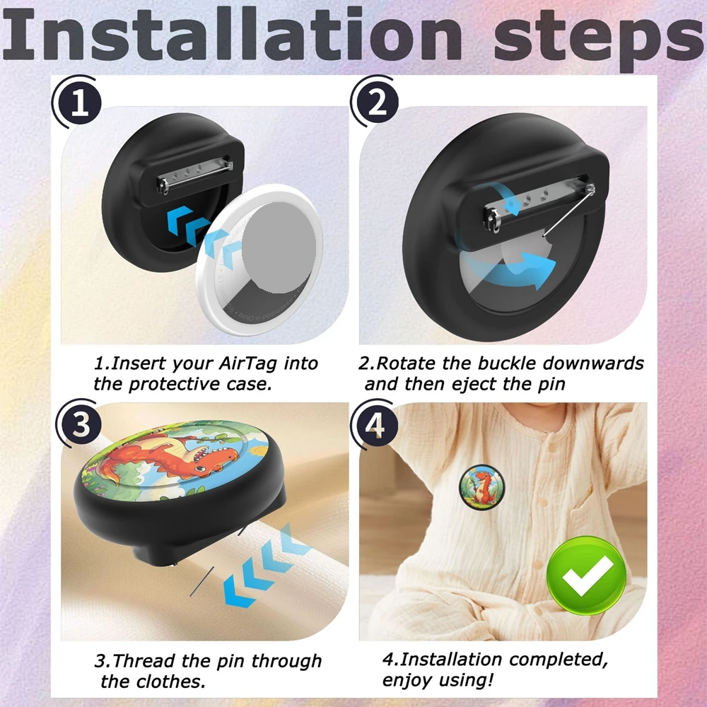 Silikon-Schutzhülle für AirTag mit unsichtbarem Pin für Kinder, Senioren und Kleidung – versteckter GPS-Tracker-Halter – Detail 1