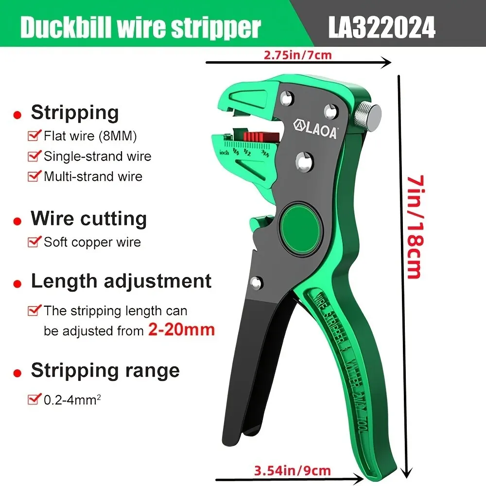 LAOA automatische Draadstripper Flatwire Cutter Stripping Plier 0,2 tot 4mm Bereiklengte aanpassing voor elektricien