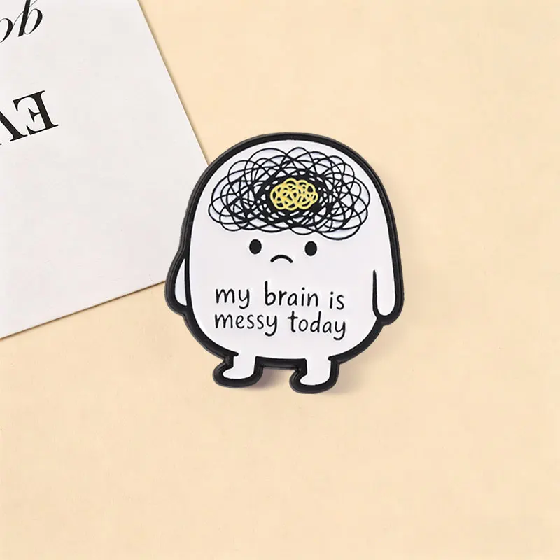 Cartoon-Katze Gummi-Ente Abzeichen „Messy Brain“-Charakter Emaille-Pins Lustige Niedliche Tier-Broschen Hip-Hop-Deko-Accessoires Geschenke – Detail 4