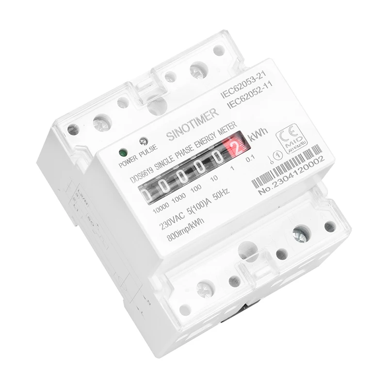 Din Rail Single Phase Electronic Energy Meter AC 220V 100A kWh Counter Consumption Analog Electricity Gague Wattmeter 50HZ