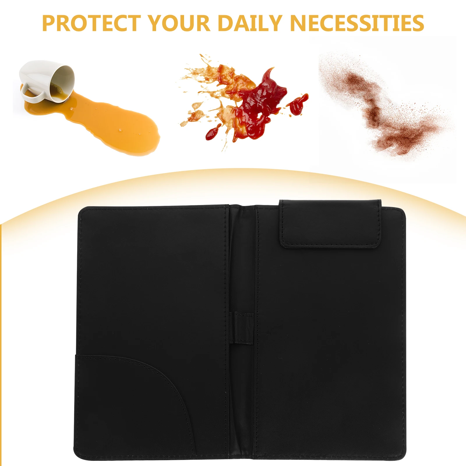 Luxury Pu Bill Menu Cash Organizer Writing Support Board Office Multi-Function Board Black Retro Style Paper File