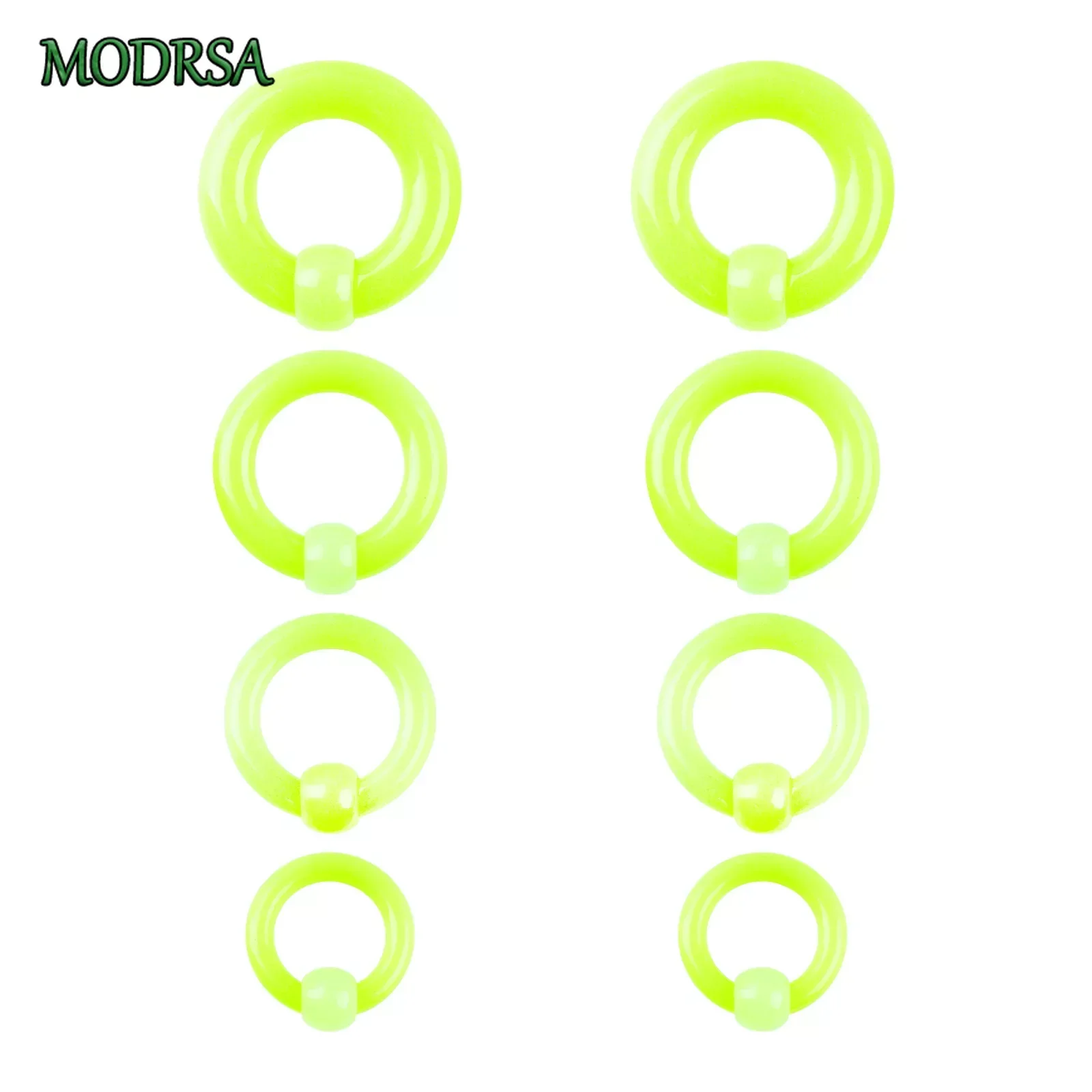 MODRSA 1PC Acrylic Nose Piercing Single Ball Nose Ring Fluorescent Green Creative Hip-Hop BCR Piercing Jewelry for Man and Woman