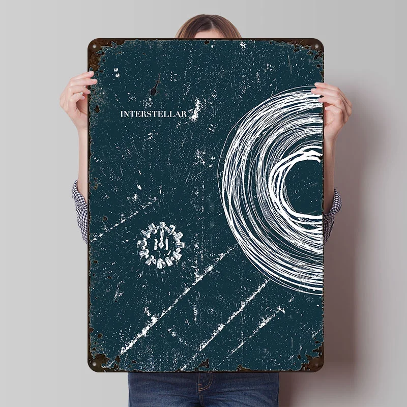 Interstellar Movie Metal Poster Custom Wall Art Retro Vintage Tinplate Signs for Office Decoration Room Home Decor Accessories