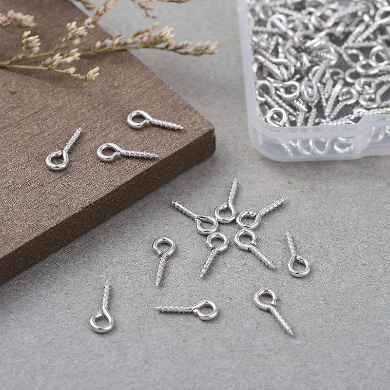 300 Pcs Multipurpose Eye Bolts Hook Screw Eye Nails Pin Bail For DIY Jewelry Making Accessories