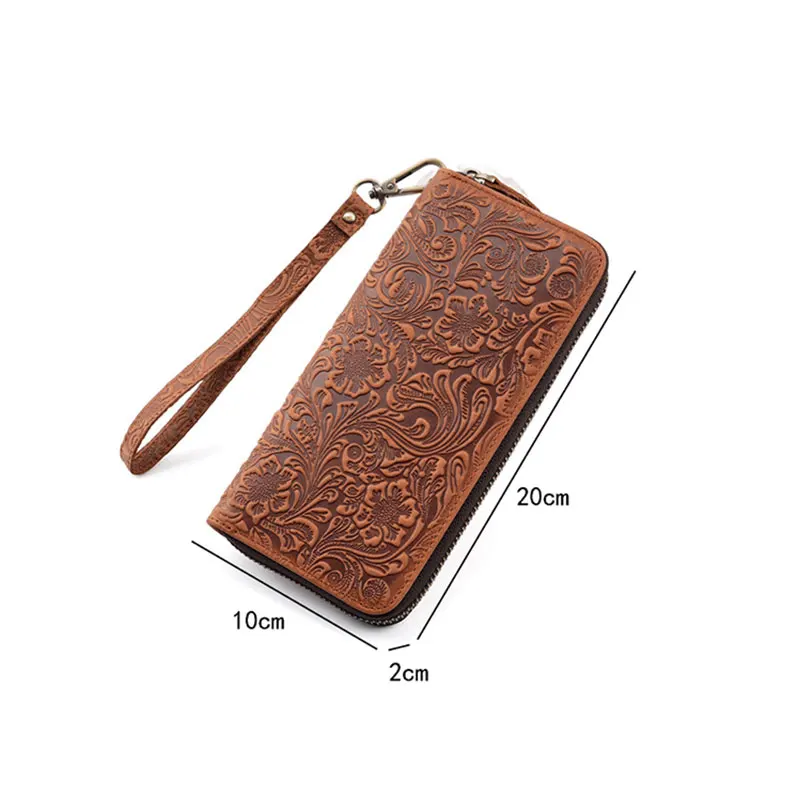 Luxury Zipper Wallet Genuine Leather Men Women Long Bag Male Clutch Purse Man Phone Card Coin Money Purse Vintage