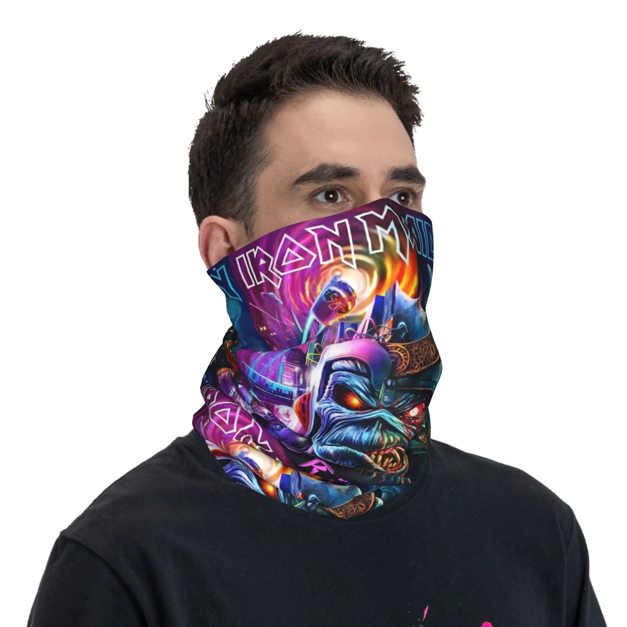 مخصص I-Irons M-Maidens باندانا الشتاء الرقبة أدفأ الرجال يندبروف التفاف الوجه وشاح كارتون الهيكل العظمي القوطية روك الجراب عقال