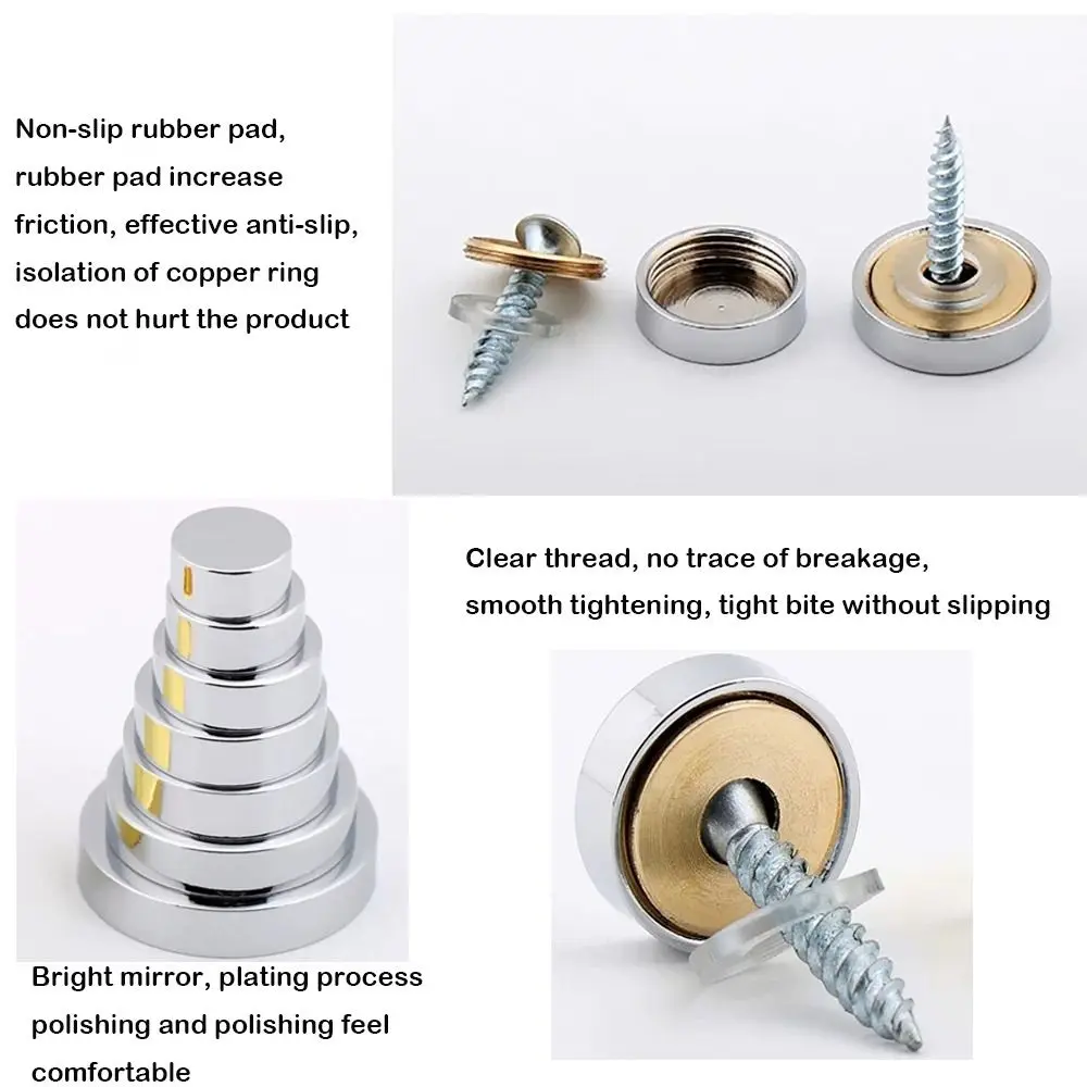 Home Improvement Copper Screws Decorative Cap Silver Multiple Sizes Decoration Screw Covers Mirror Fasteners Glass