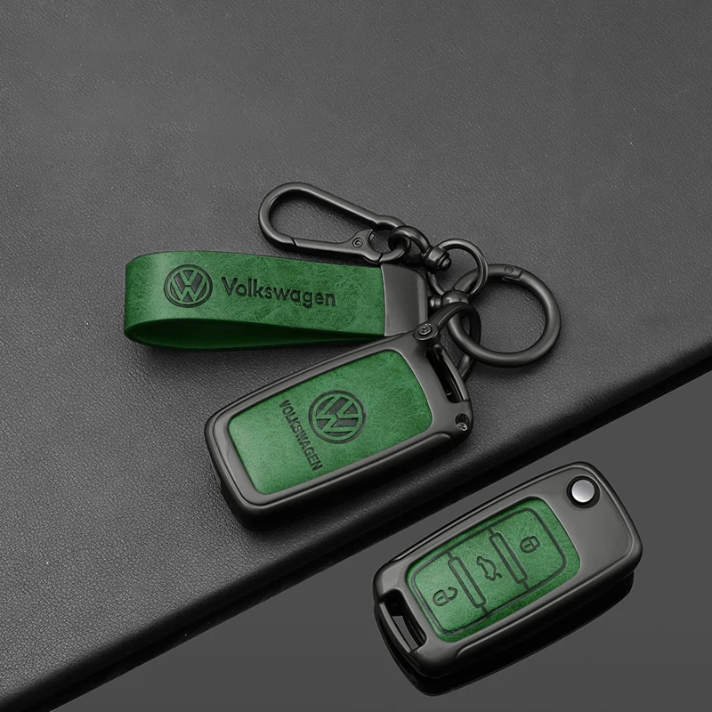 Alloy Leather Car Remote Key Case Cover for VW Volkswagen Polo Tiguan Passat B5 B6 B7 Golf 4 5 6 MK6 Jetta Lavida Accessories