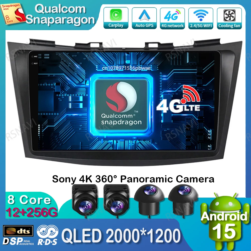 

Android 15 Car Radio For Suzuki Swift 4 2011 2012 2013 2014 2015 DVD Qualcomm Wireless Carplay Auto Autoradio GPS DSP BT 4G LTE