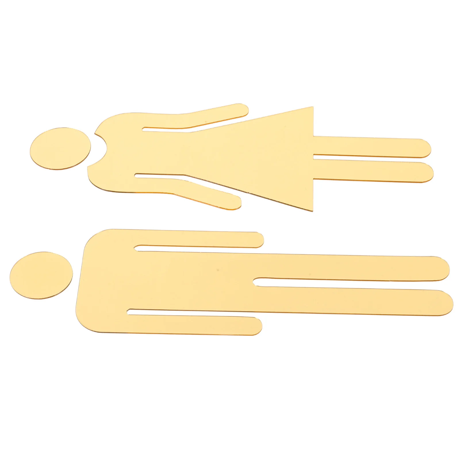 

1Pair Modern Gold Acrylic Toilet Sign Self Adhesive Unisex Bathroom Identifier for Hotel Mall Home Decorative Use