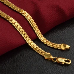 925 Silver 16-24Inch 40-60cm 18K Gold 6mm Full Sideways Chain Necklace For Women Man Fashion Wedding Party Charm Jewelry