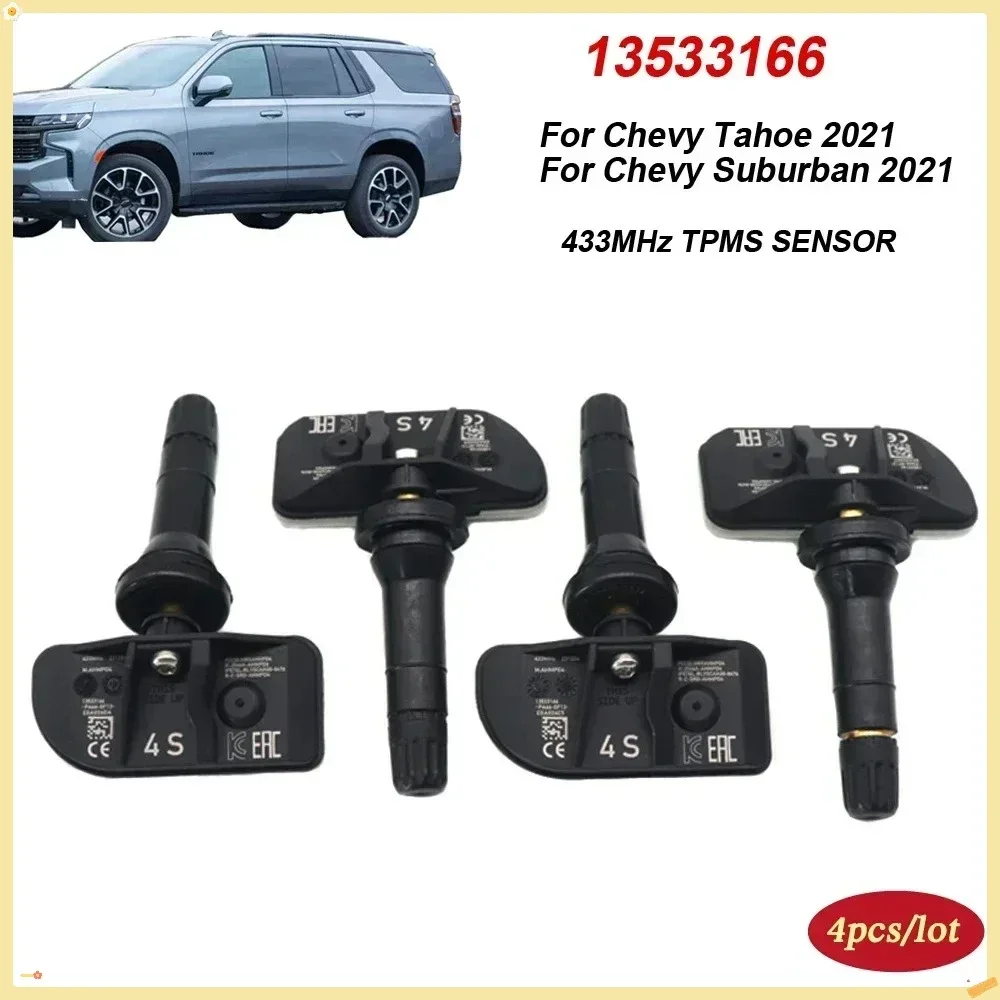 

Система контроля датчика давления в шинах, 4 шт., 13533166, подходит для Chevy Tahoe 2021, для Suburban 2021, 433 МГц, новый TPMS