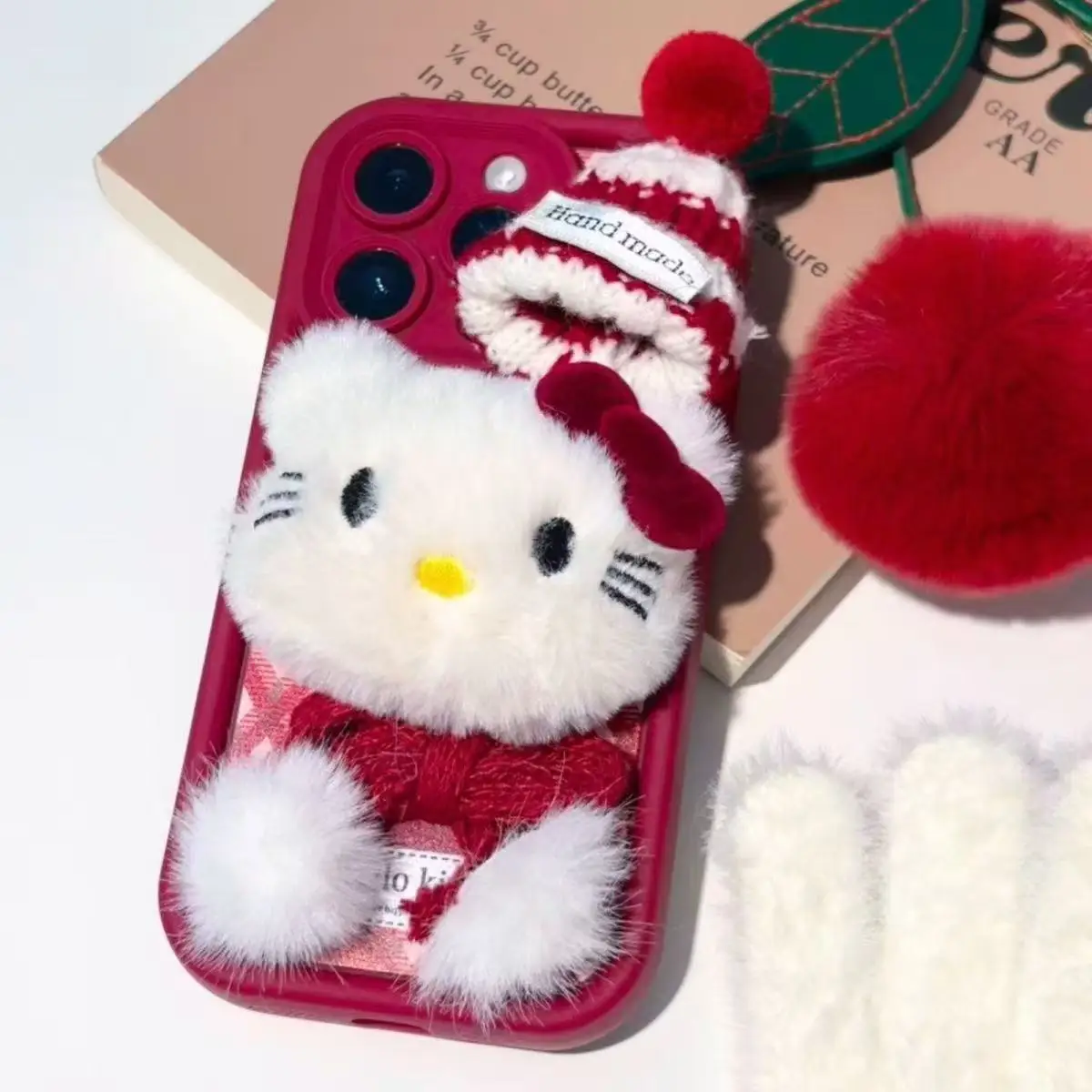 Custodia per cellulare Sanrio Kawaii Hello Kitty natalizia 17 Pro Max Custodia per telefono resistente alle macchie iPhone 15/16 Pacchetto completo Modello marea