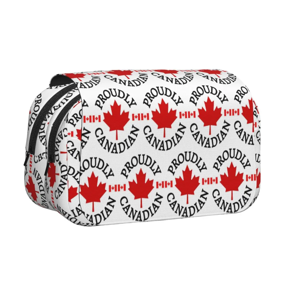 Proudly Canadian With Maple Leaf And Flag Canada Pencil Case Pen Holder Hard Shell Leather Pen Box Pencil Bag for Student School