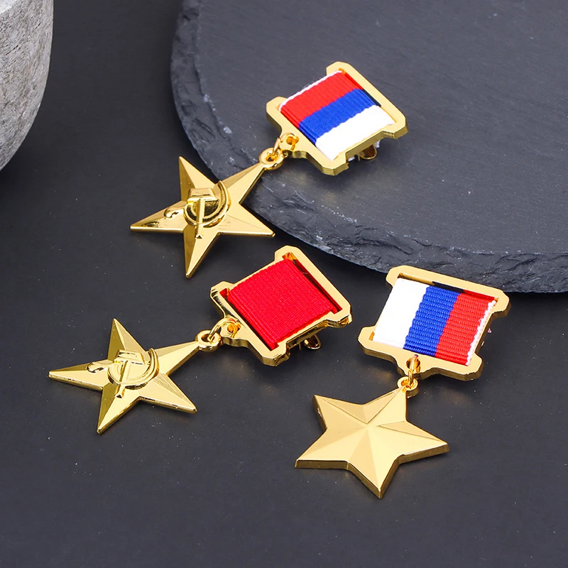 1pcs gold Russian Soviet Union Socialist CCCP Medal Heroes Labor Gold Star Medal