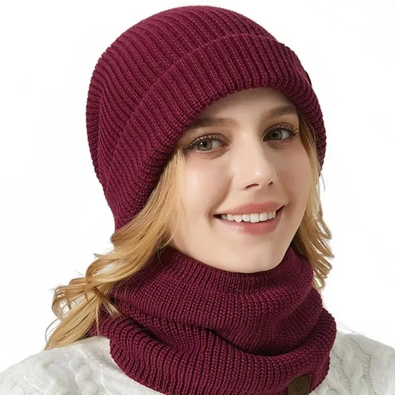 39BD Outdoor Winter Caps With Thicken Liner Neck Gaiter Cold Weather Ear Protective Hat Pullover Hat Scarf for Winter Activity