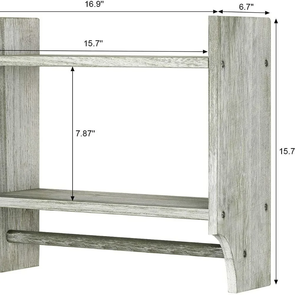 Wooden towel rack for bathroom storage cabinet above wall mounted bathroom rack