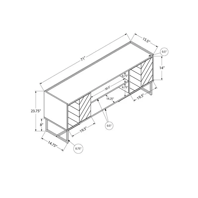 72 بوصة حامل تلفاز وحدة تحكم مركز الوسائط خزانة غرفة المعيشة غرفة نوم بني أسود صفح معدن معاصر حديث
