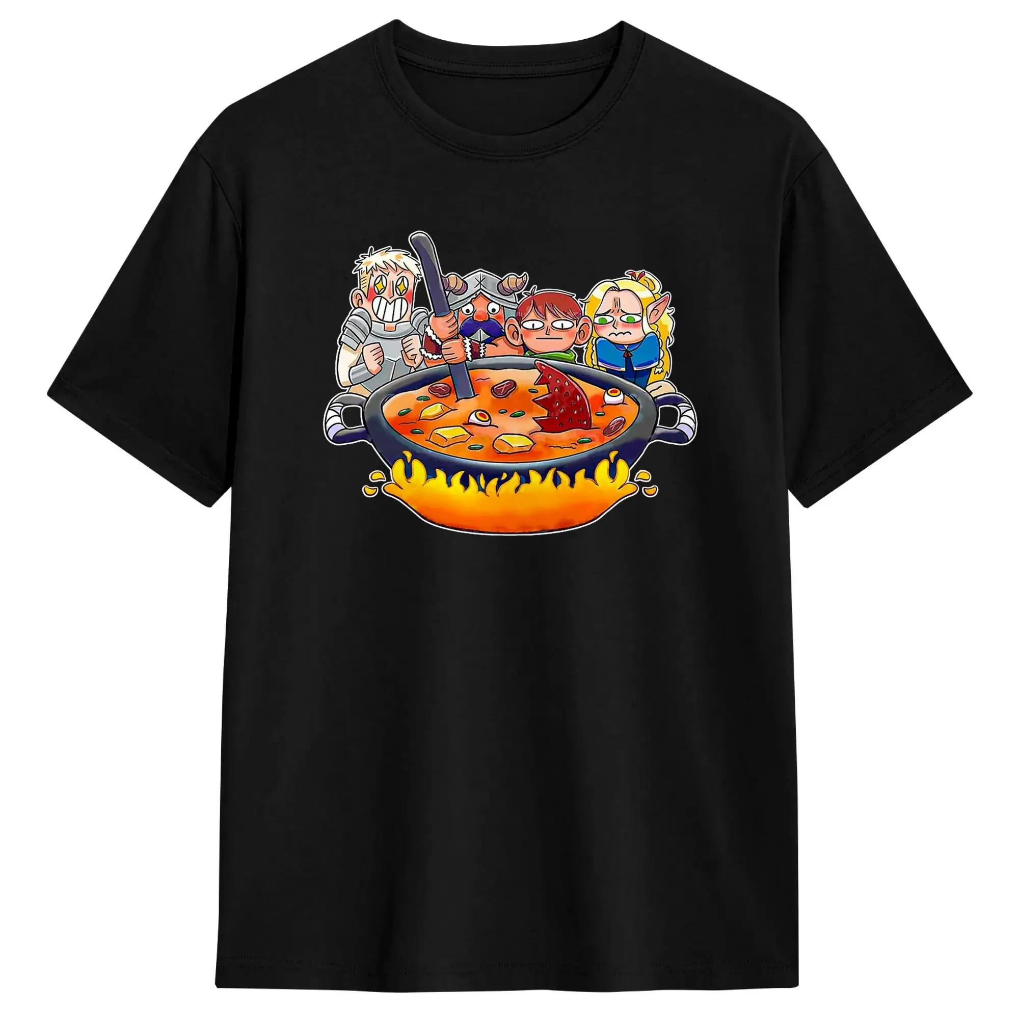 Funny Delicious in Dungeon Meshi T-Shirt Men Women Crewneck Pure Cotton T Shirt  Short Sleeve Tees Birthday Gift Clothes