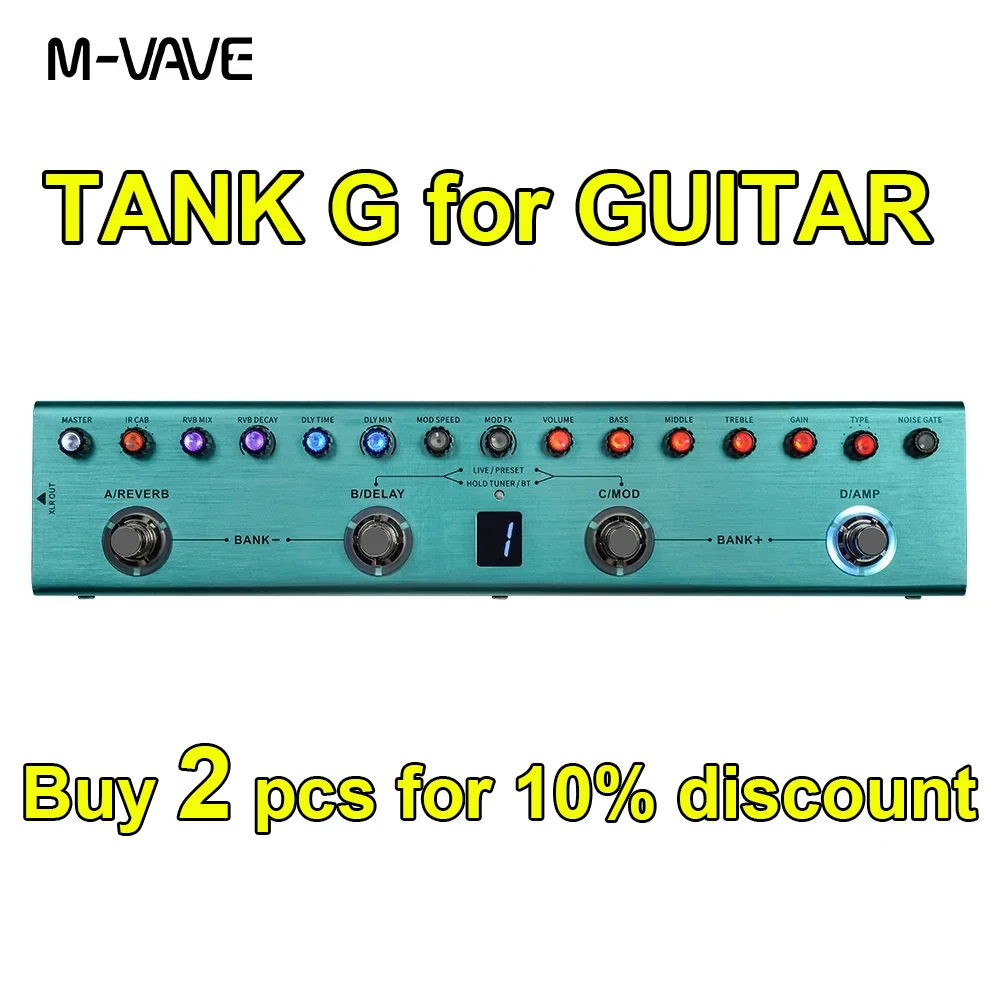 

2024 M VAVE Tank G Guitar Multi-Effects Pedal 36 Presets,9 Preamp Slot,3-Band EQ,8 IR Cab Slot,3 Modulation/Delay/Reverb Effect