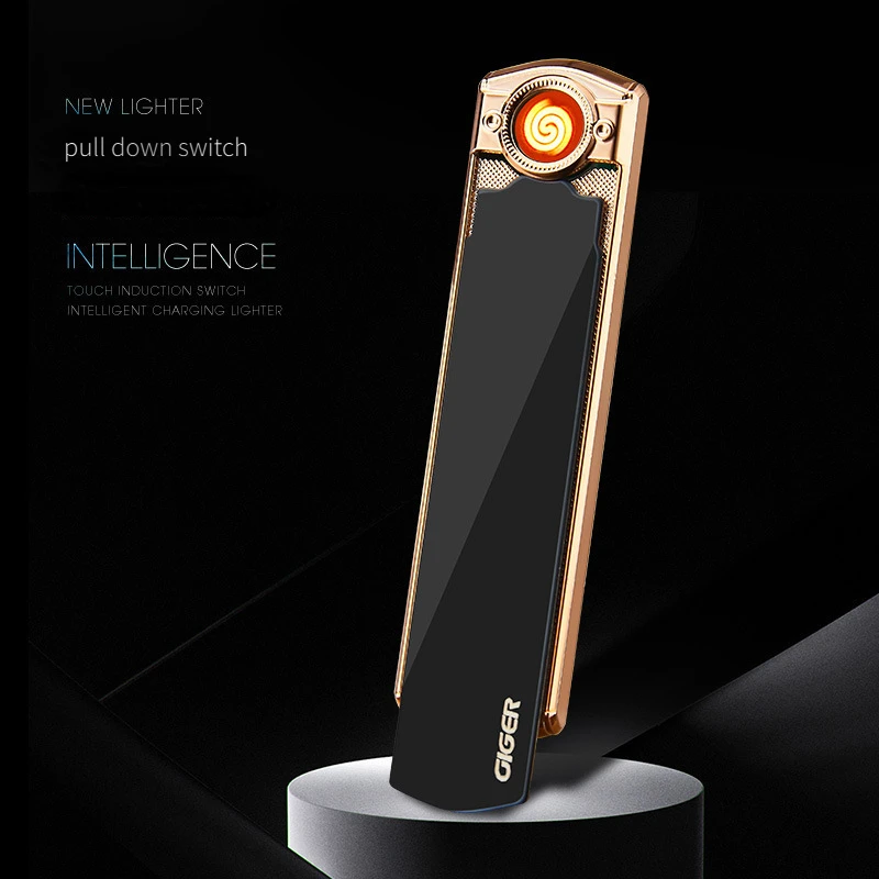 

New Pull-down Ultra-thin Windproof Electric Heating Wire Lighter Portable Compact USB Rechargeable Electronic Cigarette Lighter