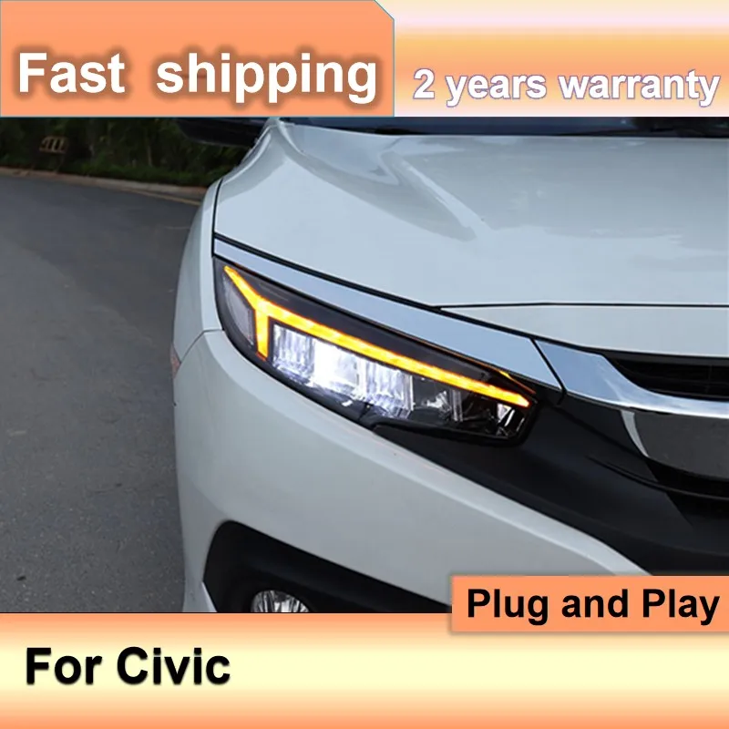

Стайлинг автомобиля для Honda Civic X Фара 2016-2021 Civic 10-го поколения Фара DRL Указатель поворота Ближнего света Объектив проектора