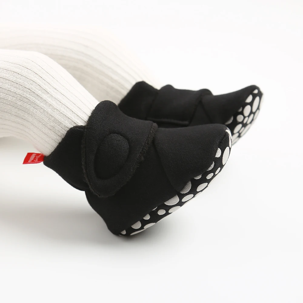 الوليد الرضع طفلة الصبي الجوارب القطنية البقاء على جورب النعال لينة غرفة نوم أحذية عدم الانزلاق حذاء من الجلد مع القابضون طفل صغير #6