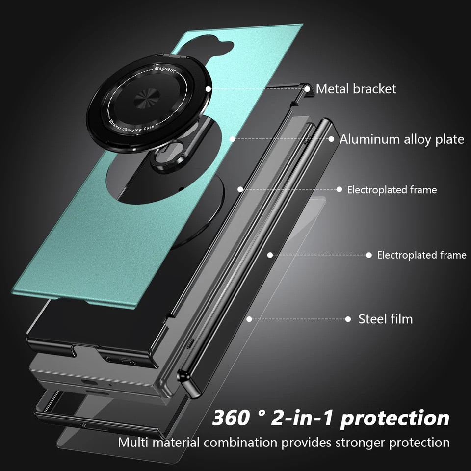 Funda VIETAO de Aleación de Aluminio y PC para Z Fold 8, con Soporte Metálico Magnético Rotatorio 360° para Galaxy Z Fold 7/6/5/4 5