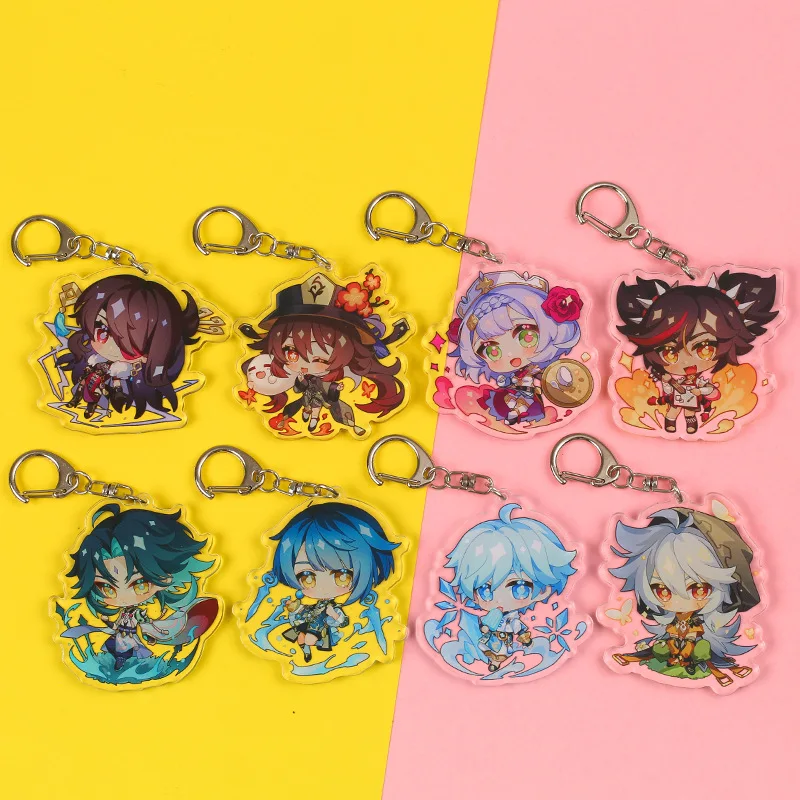 Genshin Impact Keychain Cosplay Kazuha Ayaka Yoimiya Eula Cute Cartoon Character Car Pendant Arcylic Key Chain