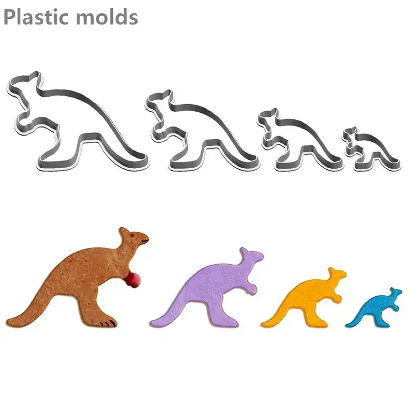 Four Specifications Cartoon Terrestrial Animal,Boxer Kangaroo,Plastic Molds,Cake Pastry Fondant Decorate Tools,Cookie Cutters