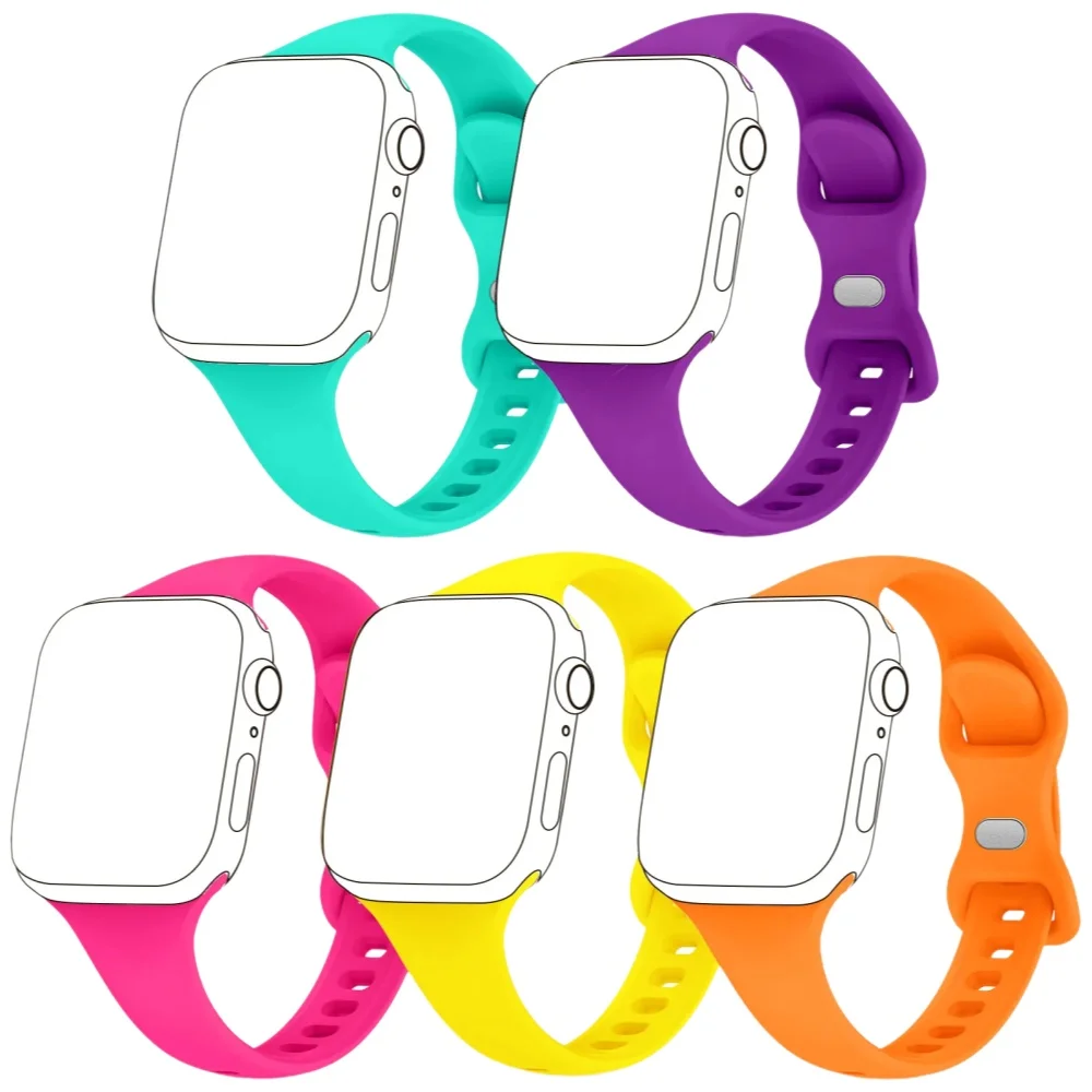 

Тонкий силиконовый ремешок, совместимый с Apple Watch Band Ultra 49 мм, 46 мм, 45 мм, 44 мм, 41 мм, 40 мм, 38 мм, спортивный браслет для iWatch
