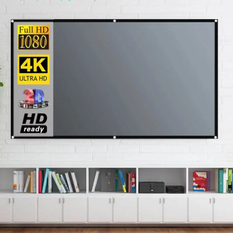 アンチライト反射カーテン,92100 120インチ16:9 3D HD屋外屋内プロジェクタースクリーン,130