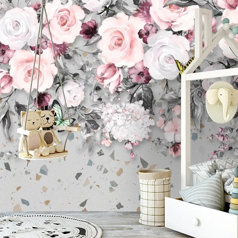 

Custom 3D Mural Wallpaper Modern Minimalist Peony Flowers Ins Pastoral Background Wall Painting Papel De Parede Sala Home Décor