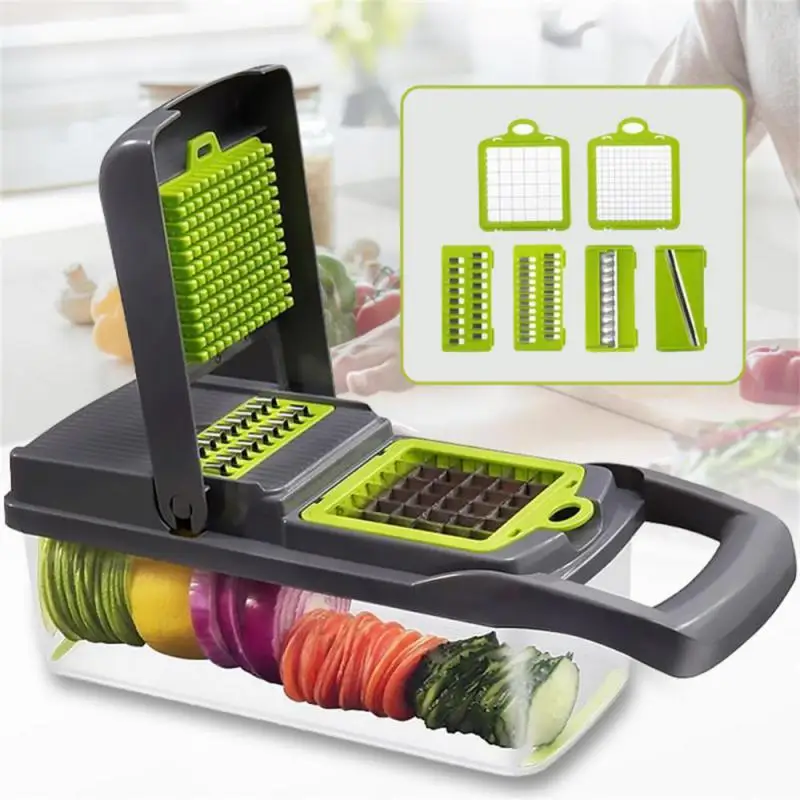 Vegetable Cutter Fruit Slicer Shredders Carrot Grater Chopper 7 In 1 Gadgets Slicer Peeler Drain Basket Kitchen Accessories Tool