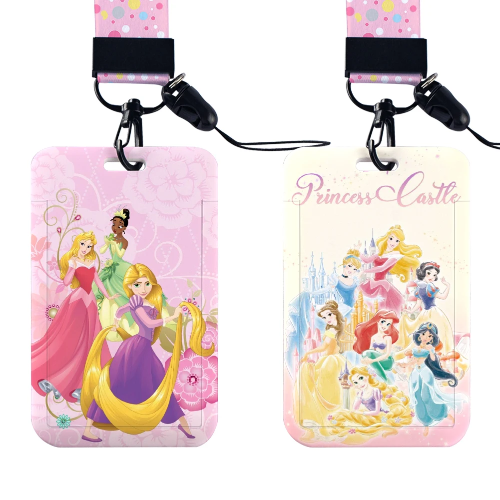 Disney Debit Card Holder Lanyard Phone Rope ID Card Badge Holder Snow White Princess Neck Strap Cartoon Keychain Gift