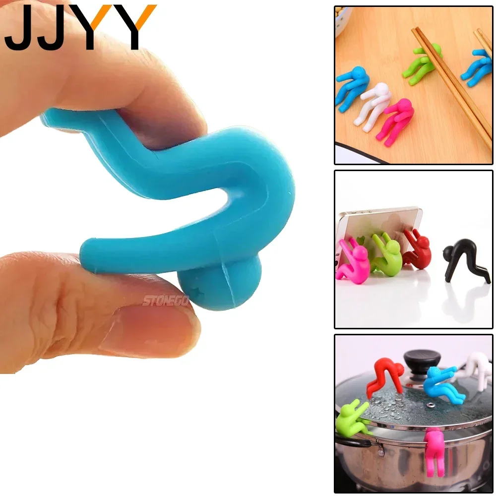 2PCS Cute Silicone Kitchen Gadgets Anti-Spill Pot Lid Holder, Elevator Spoon and Chopsticks Rest