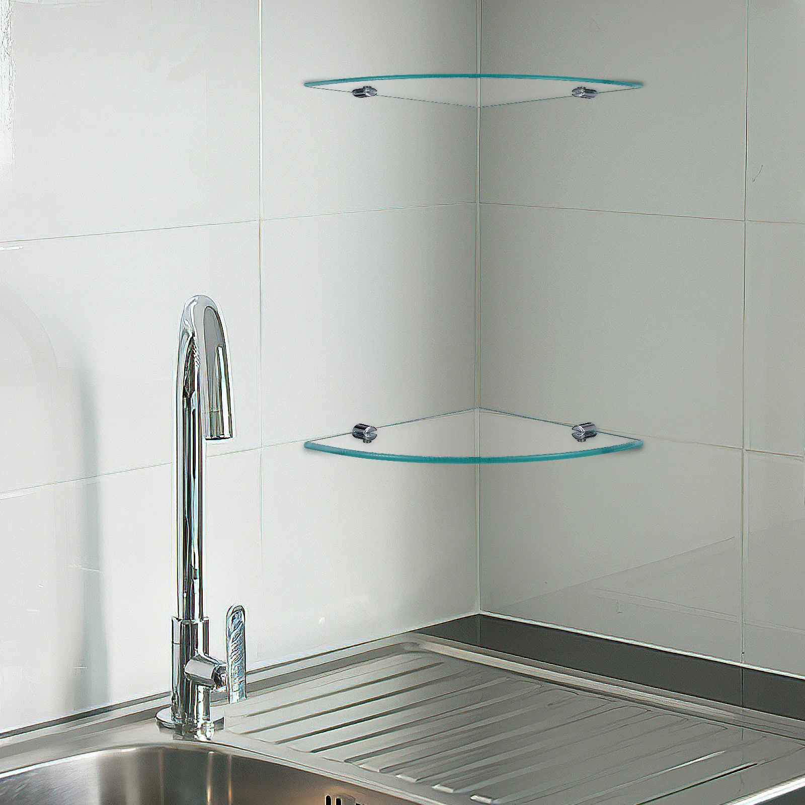 

2 Pcs Glass Corner Shelf Bathroom Storage Mount Shower ganizer Bathtub Holder Facial Cleanser Soap Toothpaste