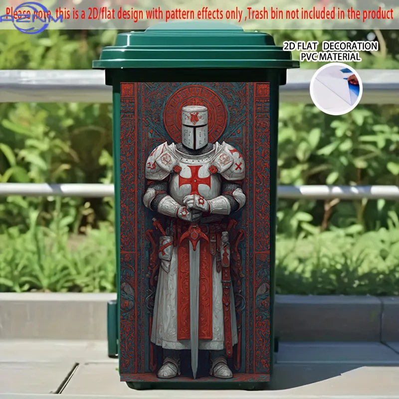 1pc of 2D Pattern Printing Sticker for Kitchen Trash Bins, Measuring , Featuring a Knights Templar Theme, Suitable for Modern