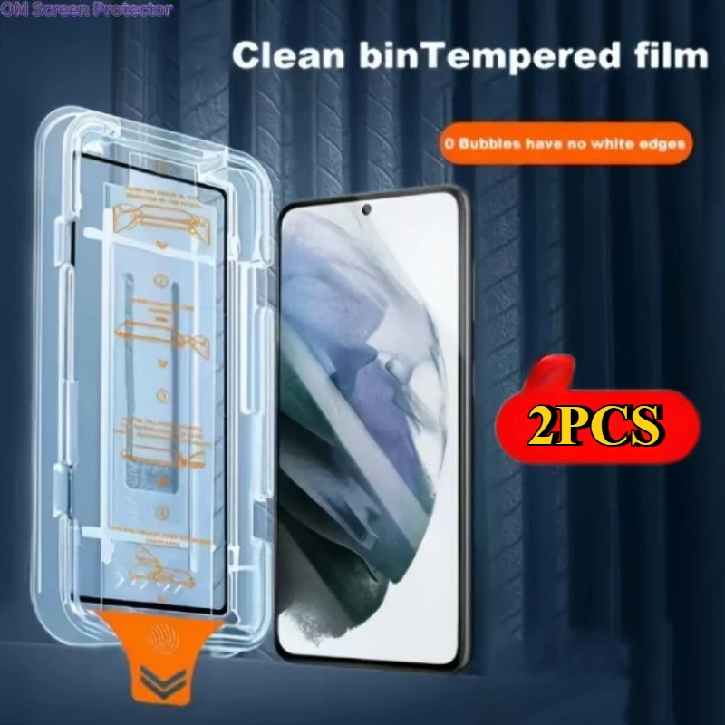 

2Packs Tempered Glass Screen Protectors for Samsung Galaxy S21 S22 S23 S24 S25 Series Bubble-Free Installation and Cleaning Kit