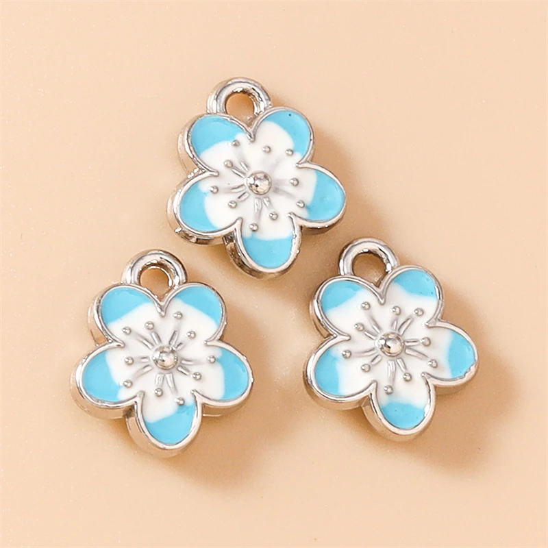 20 Stück 10x12mm Niedliche Bunte Mini-Emaille-Blumen-Anhänger für Schmuckherstellung Ohrringe Halsketten Armbänder DIY Bastelbedarf – Detail 16